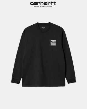 Carhartt Wip Book State Long Sleeve T-Shirt Vulcan | TH0002116