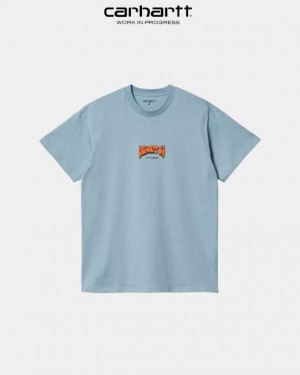 Carhartt Wip Bubble Script T-Shirt Misty Sky | TH0002121