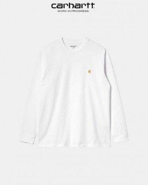 Carhartt Wip Chase Long Sleeve T-Shirt White | TH0002150