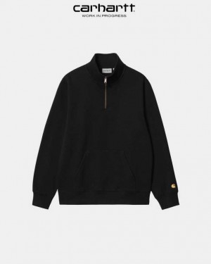 Carhartt Wip Chase Neck Zip Sweatshirt Black | TH0000259