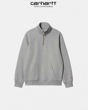 Carhartt Wip Chase Neck Zip Sweatshirt Grey Heather | TH0000260