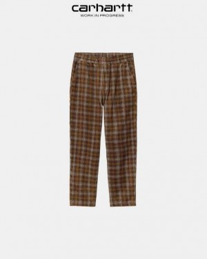 Carhartt Wip Flint Pant - 8 Wale Corduroy Hamilton Brown Wiley Check | TH0001400