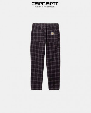 Carhartt Wip Flint Pant - 8 Wale Corduroy Dark Plum Wiley Check | TH0001403