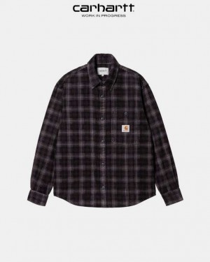 Carhartt Wip Flint Shirt Dark Plum Wiley Check | TH0001798