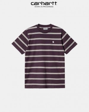 Carhartt Wip Glover Stripe T-Shirt Dark Plum | TH0002204