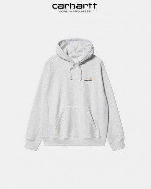 Carhartt Wip Hooded American Script Sweatshirt Ash Heather | TH0000285