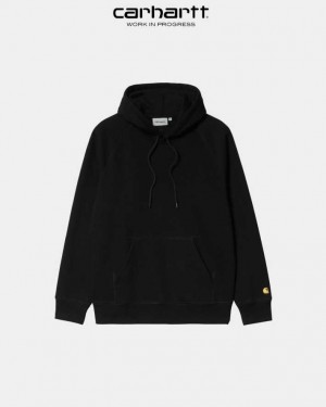 Carhartt Wip Hooded Chase Sweatshirt Black | TH0000304