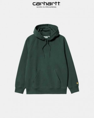 Carhartt Wip Hooded Chase Sweatshirt Juniper | TH0000306