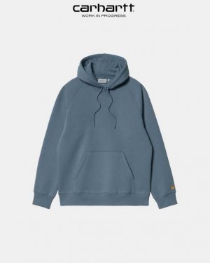 Carhartt Wip Hooded Chase Sweatshirt Storm Blue | TH0000308