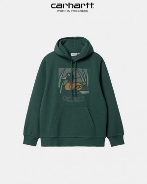 Carhartt Wip Hooded Duck Pond Sweatshirt Juniper | TH0000316