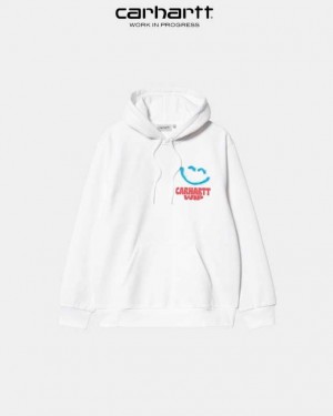 Carhartt Wip Hooded Happy Script Sweatshirt White | TH0000319