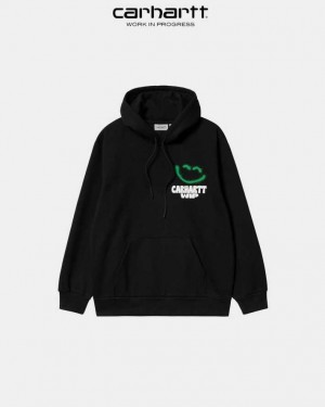 Carhartt Wip Hooded Happy Script Sweatshirt Black | TH0000320