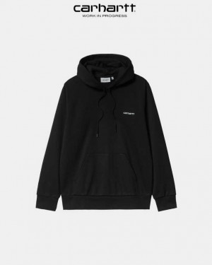 Carhartt Wip Hooded Script Embroidery Sweatshirt Black | TH0000329