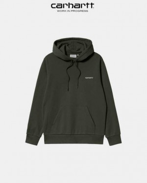 Carhartt Wip Hooded Script Embroidery Sweatshirt Boxwood | TH0000331