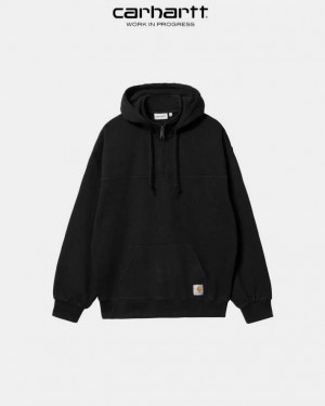 Carhartt Wip Hooded Wade Half Zip Sweatshirt Black | TH0000348