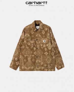 Carhartt Wip Irving Coat Hamilton Brown Verse Print | TH0000940