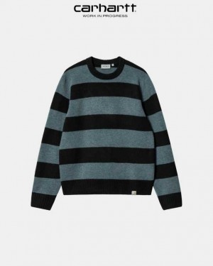 Carhartt Wip Jagger Stripe Sweater Storm Blue Heather | TH0000353