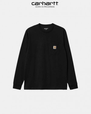 Carhartt Wip Long Sleeve Pocket T-Shirt Black | TH0002238