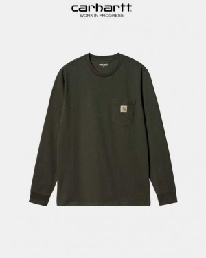 Carhartt Wip Long Sleeve Pocket T-Shirt Cypress | TH0002235