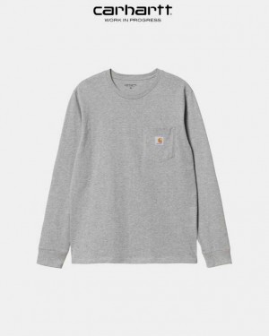 Carhartt Wip Long Sleeve Pocket T-Shirt Grey Heather | TH0002236