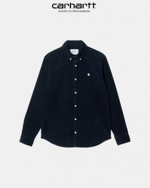 Carhartt Wip Madison Cord Shirt Dark Navy | TH0001805