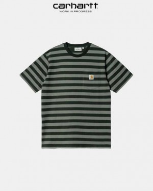 Carhartt Wip Merrick Stripe Pocket T-Shirt Dark Cedar / Thyme | TH0002267