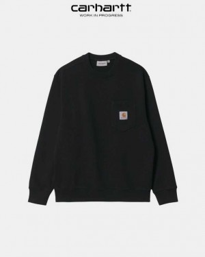 Carhartt Wip Pocket Sweatshirt Black (garment washed) | TH0000364