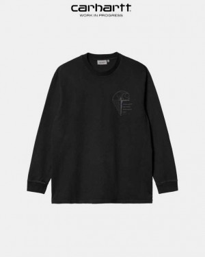 Carhartt Wip Ratios Long Sleeve T-Shirt Black | TH0002314