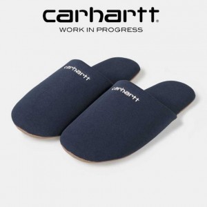 Carhartt Wip Script Embroidery Slippers Enzian / White | TH0001889