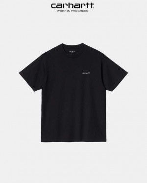 Carhartt Wip Script Embroidery T-Shirt Black | TH0002323