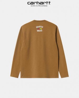 Carhartt Wip WIP x Quartersnacks Slub Yarn Pocket T-Shirt Hamilton Brown Heather | TH0002132