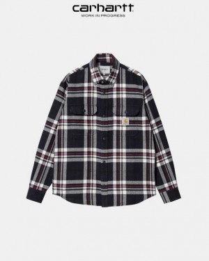 Carhartt Wip Wallace Check Shirt Dark Navy | TH0001823