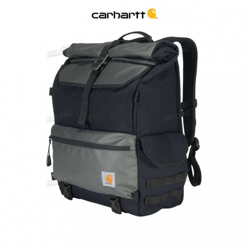 Carhartt 40L Nylon Roll-Top Backpack Black | TH0000573