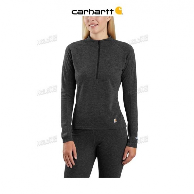 Carhartt Base Force Heavyweight Poly-Wool Quarter-Zip Black Heather | TH0002645