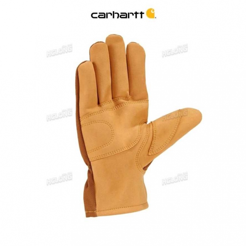 Carhartt Duck Synthetic Leather Open Cuff Glove Brown | TH0001161