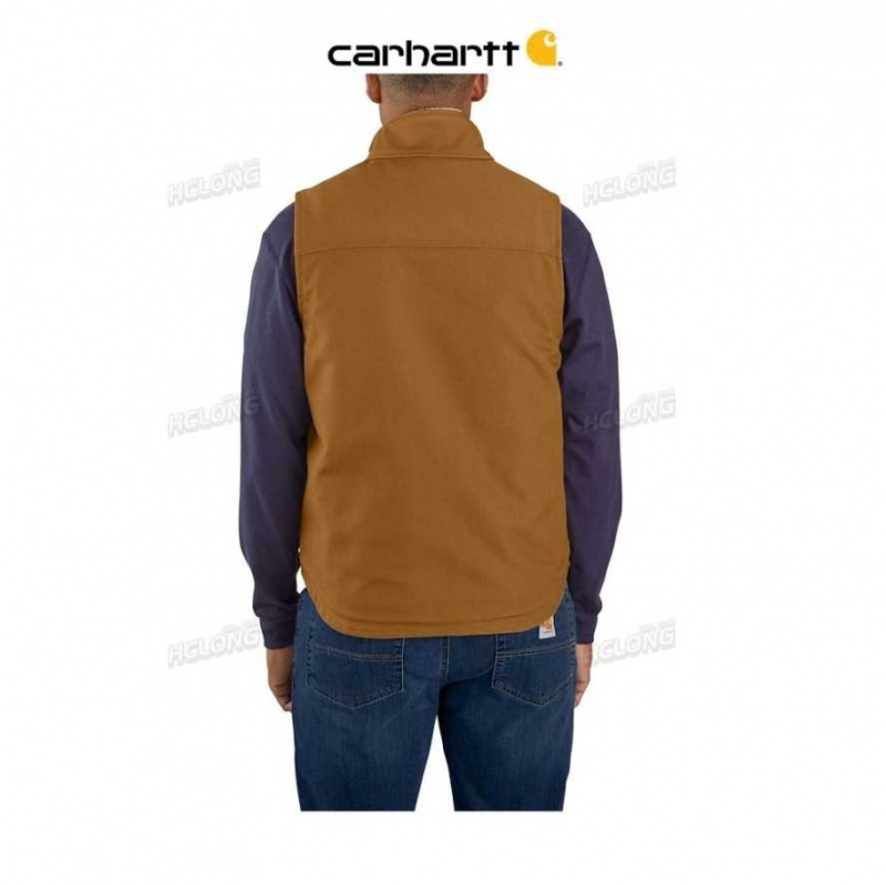 Carhartt Flame-Resistant Duck Sherpa Lined Vest Brown | TH0002748