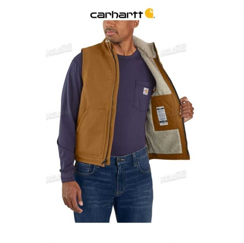 Carhartt Flame-Resistant Duck Sherpa Lined Vest Brown | TH0002748