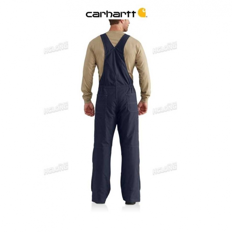 Carhartt Flame-Resistant Quick Duck Bib Overall Quilt-Lined Dark Navy | TH0000782