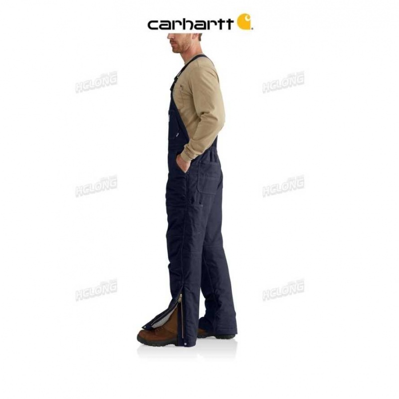 Carhartt Flame-Resistant Quick Duck Bib Overall Quilt-Lined Dark Navy | TH0000782