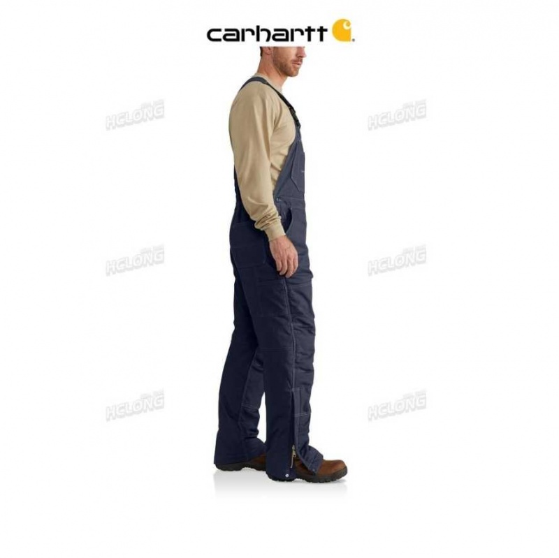 Carhartt Flame-Resistant Quick Duck Bib Overall Quilt-Lined Dark Navy | TH0000782