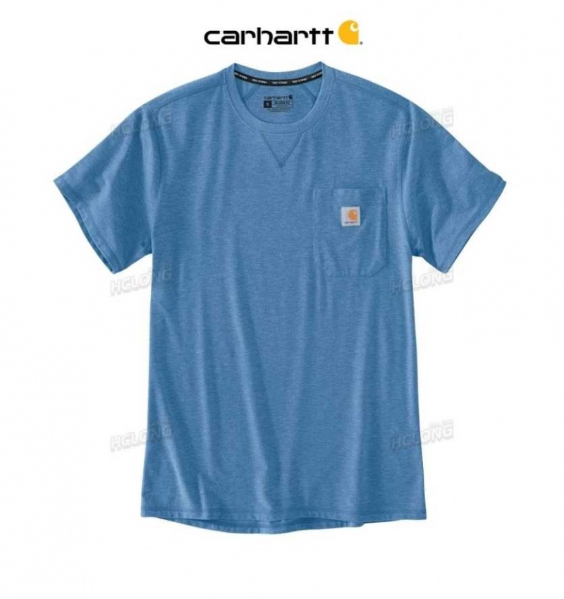 Carhartt Force Extremes Relaxed Fit Lightweight Short-Sleeve Pocket T-Shirt Blue Lagoon Heather | TH0002478