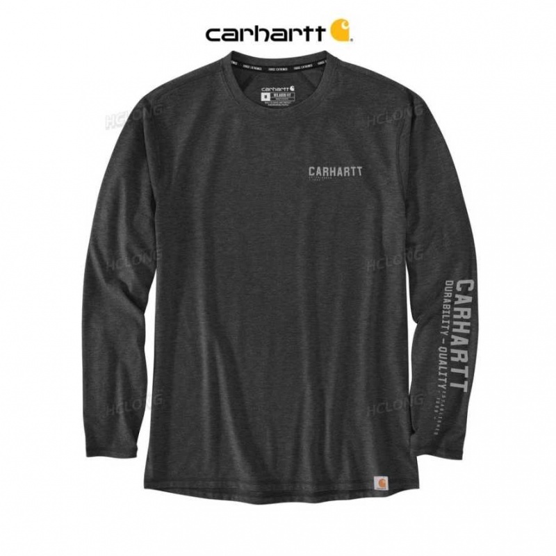 Carhartt Force Extremes Relaxed Fit Lightweight Long-Sleeve Logo Graphic T-Shirt Carbon Heather | TH0002479