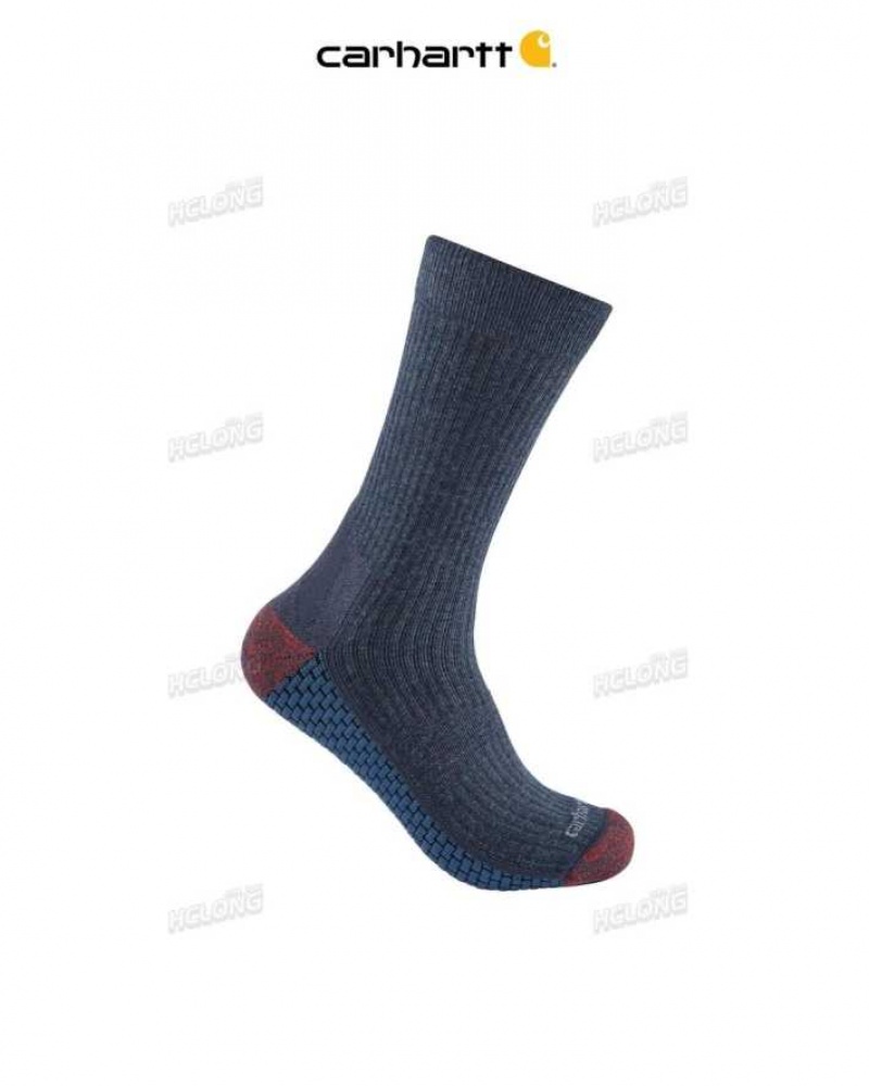 Carhartt Force Grid Midweight Crew Sock Navy Heather | TH0001990