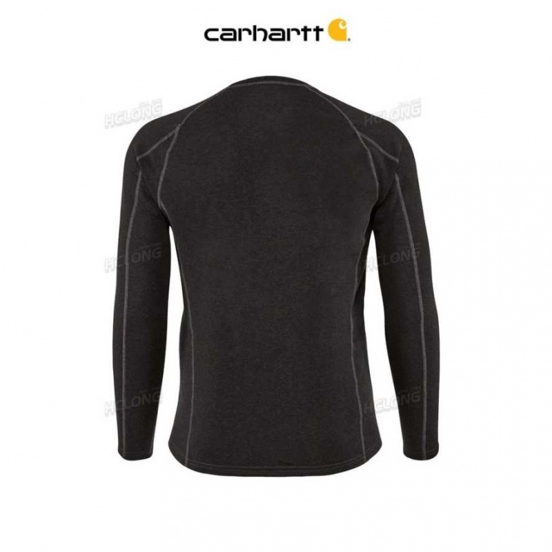 Carhartt Force Heavyweight Synthetic Wool-Blend Fleece Base Layer Crewneck Top Black Heather | TH0002638