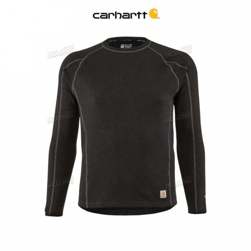 Carhartt Force Heavyweight Synthetic Wool-Blend Fleece Base Layer Crewneck Top Black Heather | TH0002638