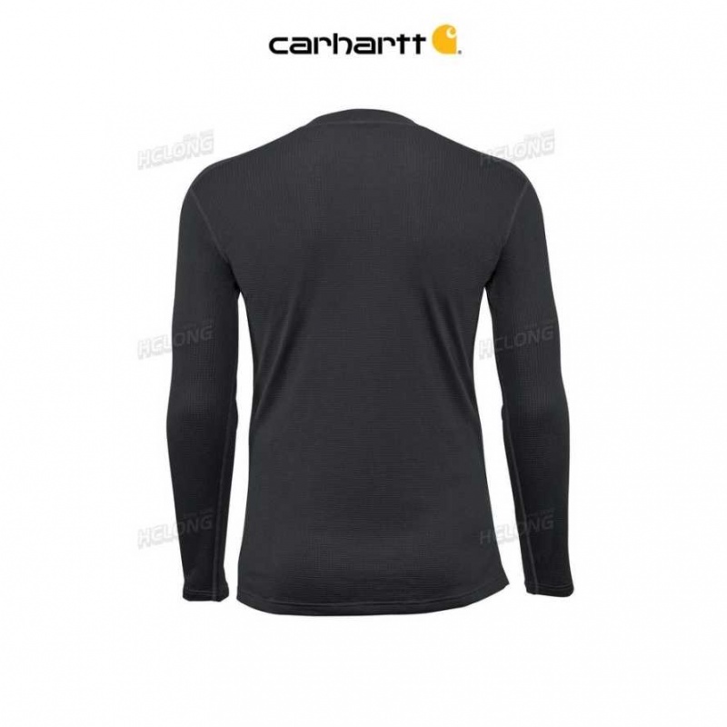 Carhartt Force Lightweight Stretch Grid Base Layer Crewneck Top Black | TH0002619