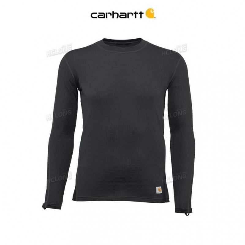 Carhartt Force Lightweight Stretch Grid Base Layer Crewneck Top Black | TH0002619