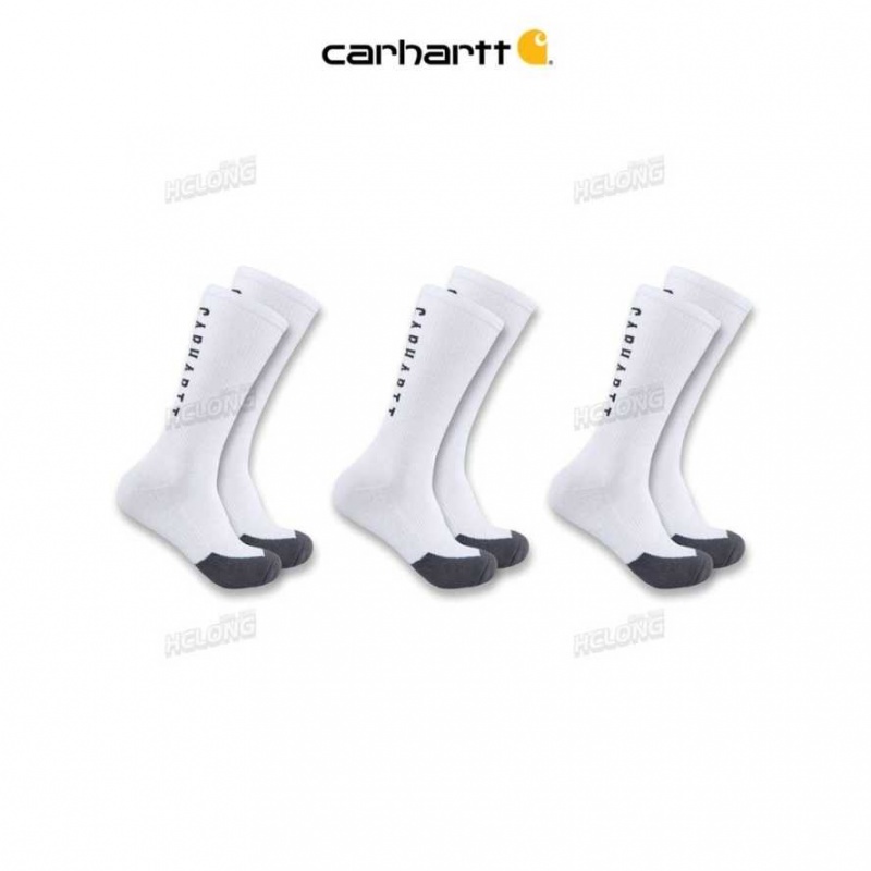 Carhartt Force Midweight Logo Crew Sock 3-Pack White | TH0002005