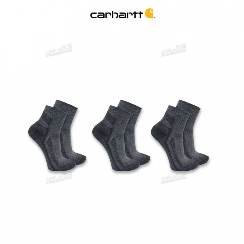 Carhartt Force Midweight Quarter Sock 3-Pack Charcoal | TH0002037