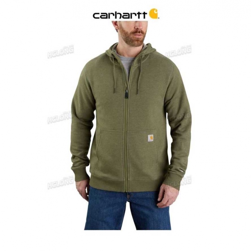 Carhartt Force Relaxed Fit Lightweight Full-Zip Sweatshirt Basil Heather | TH0000491